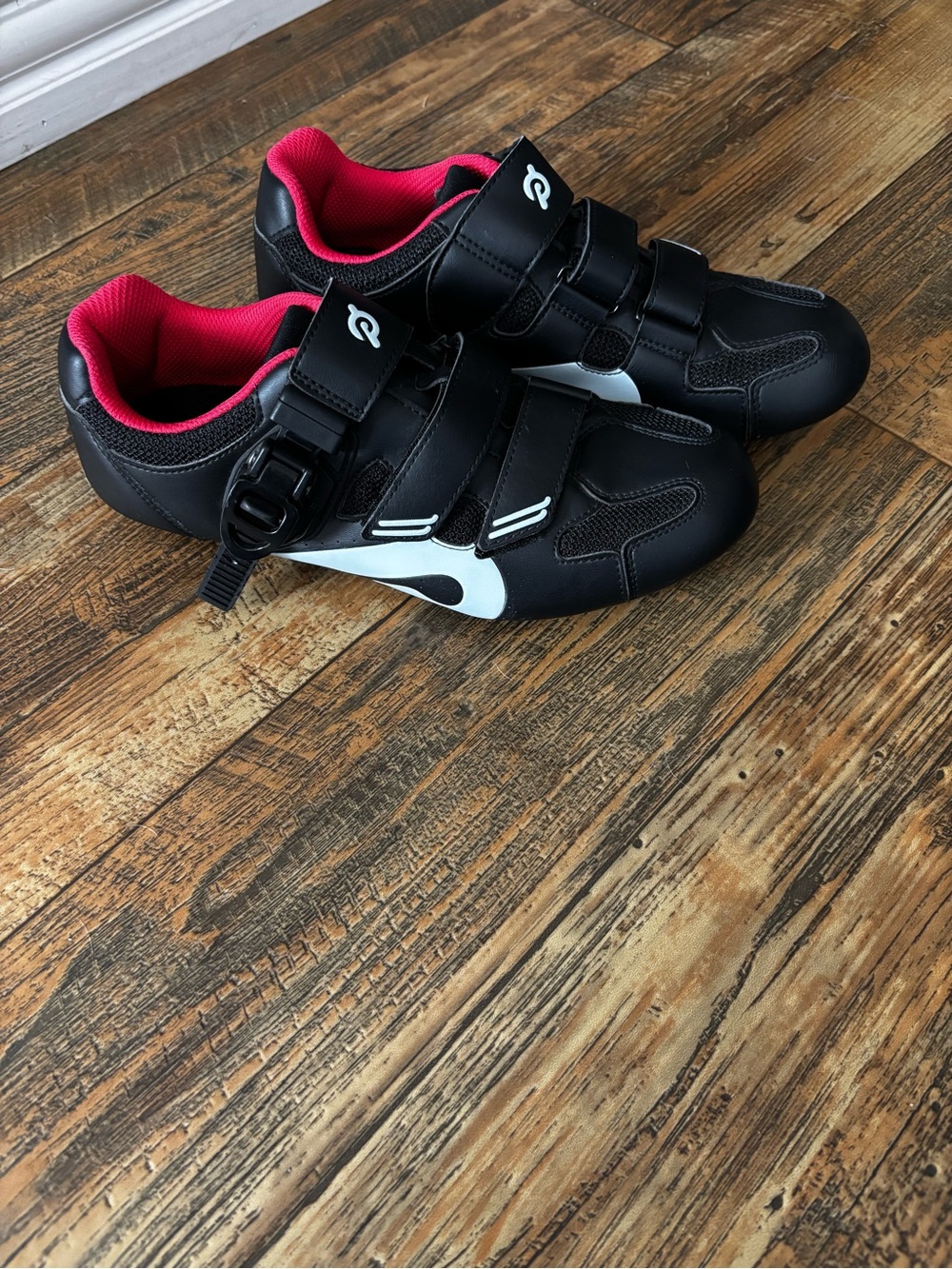 Peloton Black Cycling Shoes with Res Lining and White Accents